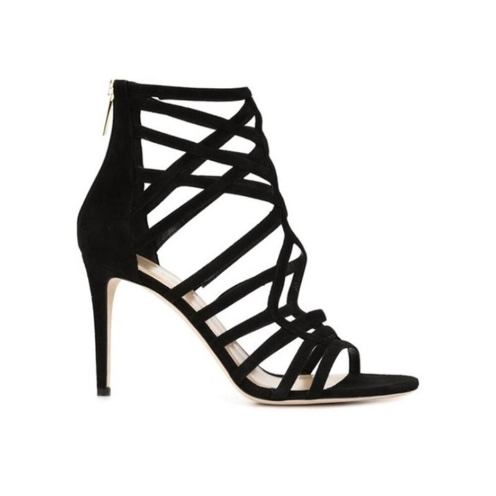 Tamara Mellon Goddess Heels Black Suede Gladiator‎ Strappy Stiletto Sandal Sexy